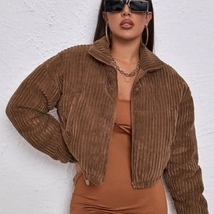 Cropped Corduroy Puffer Jacket L